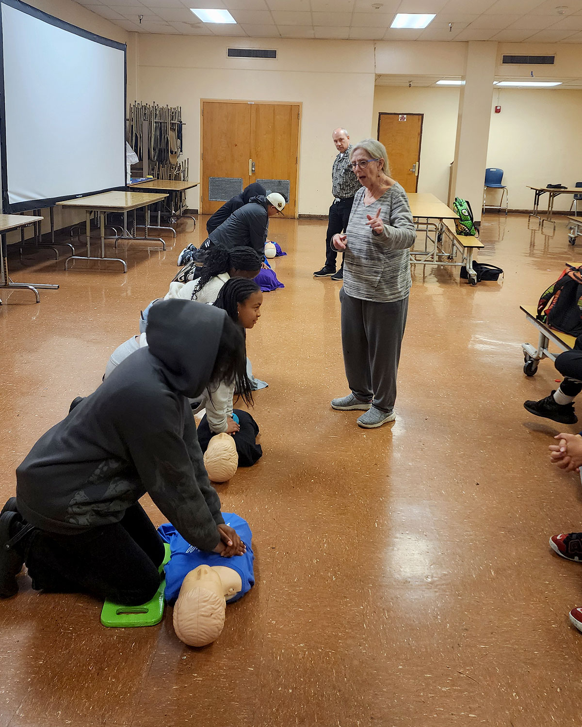 CPR training at Audubon MS in LA sponsored by Bessie Morris Foundation